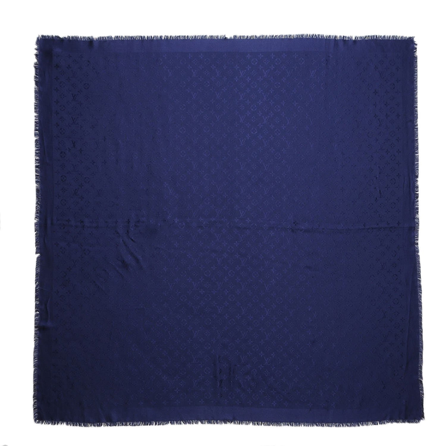 Louis Vuitton Wool Silk Monogram Shawl Blue Nuit 1 of 4