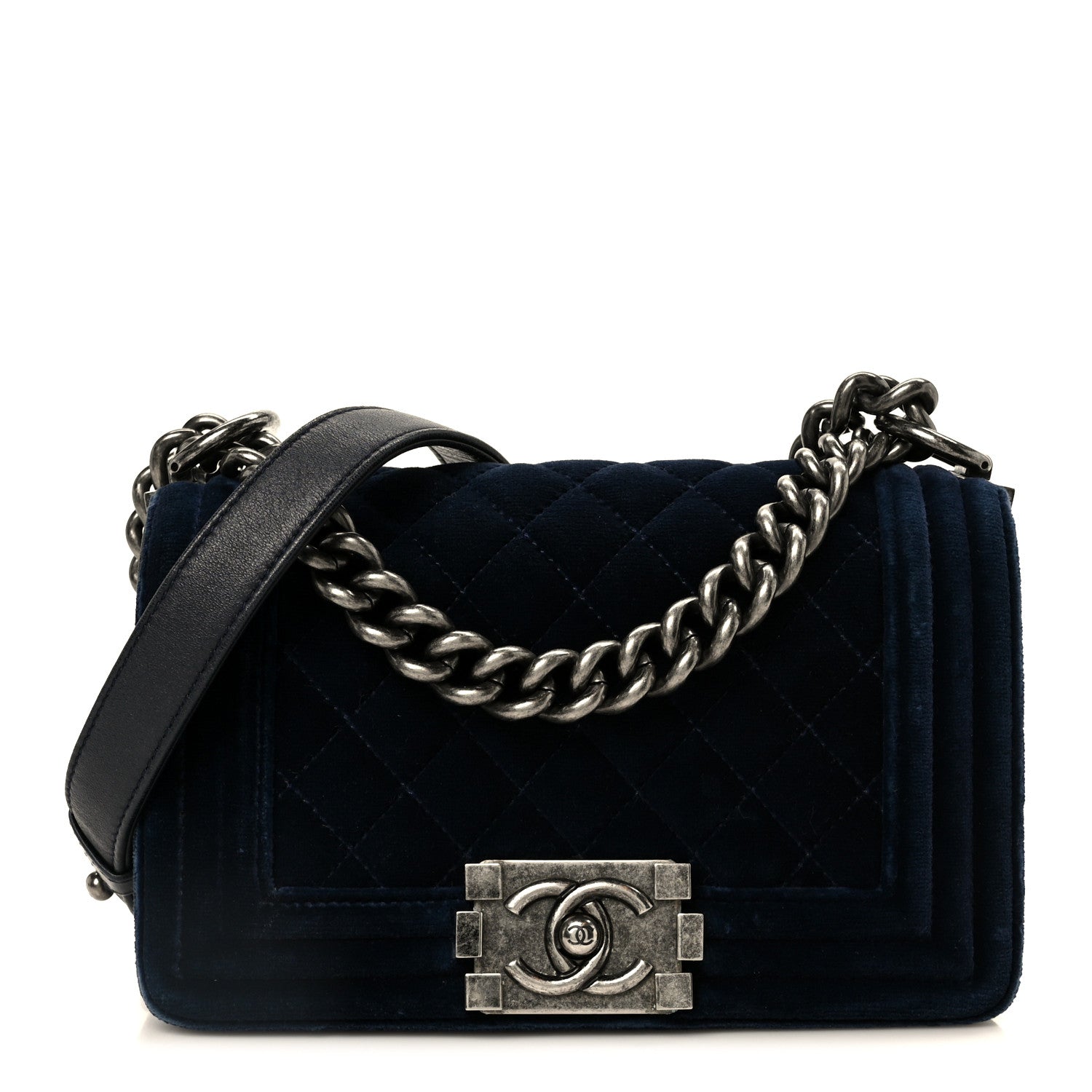 Chanel Velvet Quilted Small Boy Flap Blue 1 of 10