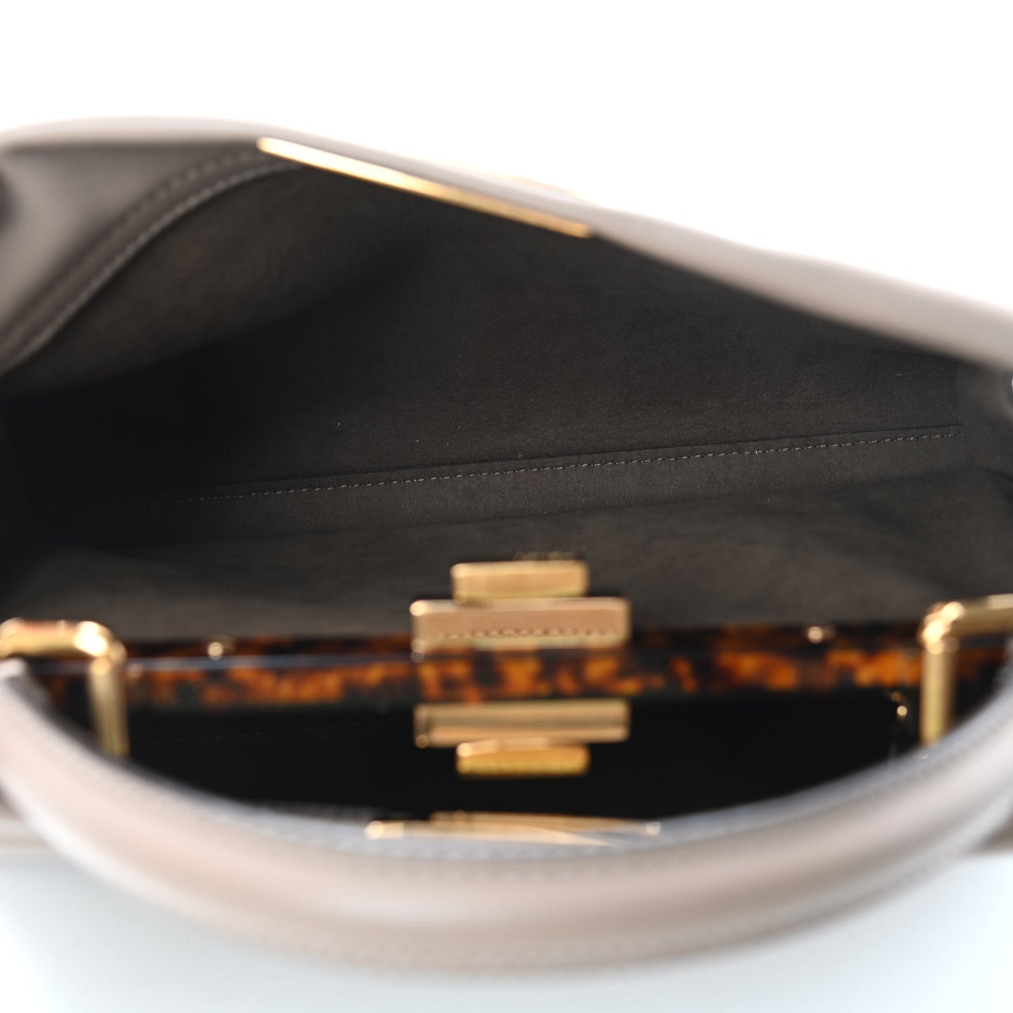 Vitello Seta Plexiglass Tortoise Medium Peekaboo Iconic Satchel Tortora