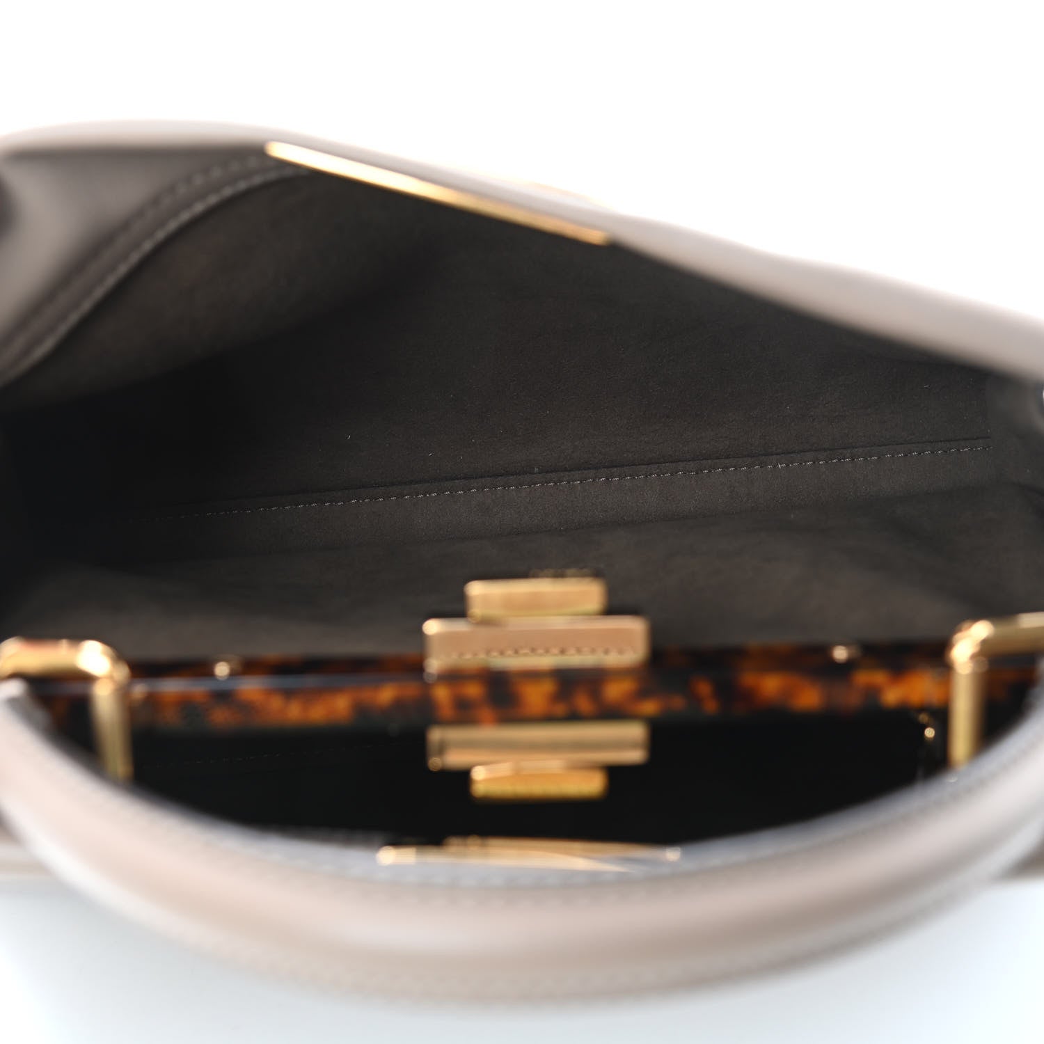 Fendi Vitello Seta Plexiglass Tortoise Medium Peekaboo Iconic Satchel Tortora 5 of 5