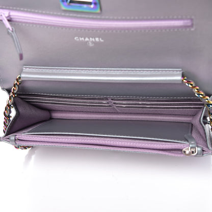 Chanel Iridescent Lambskin Quilted Reissue Wallet On Chain WOC Light Purple 5 of 9