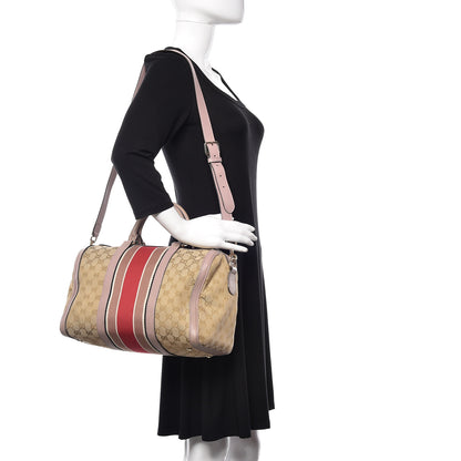 Gucci Monogram Selleria Calfskin Vintage Web Medium Boston New Sand Lilas 2 of 10