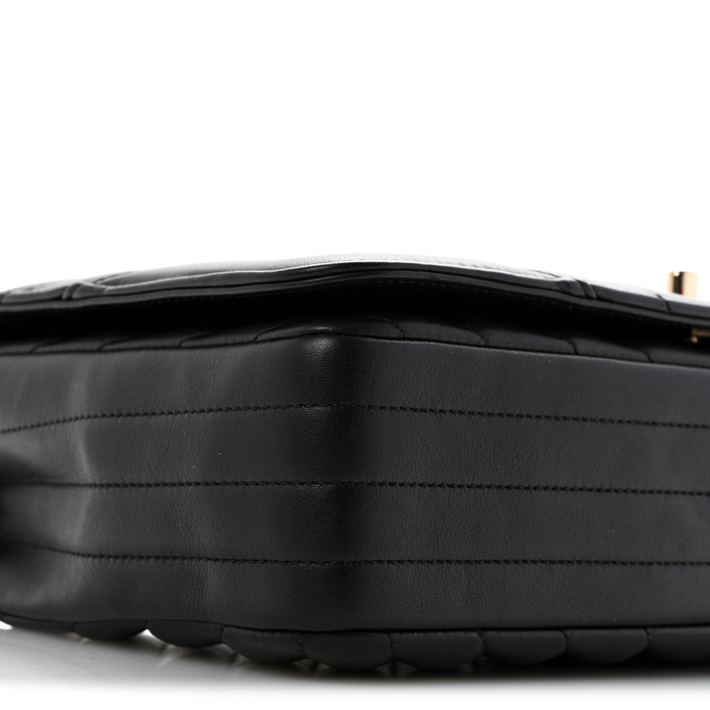 Calfskin Chevron Quilted Large Statement Flap Black