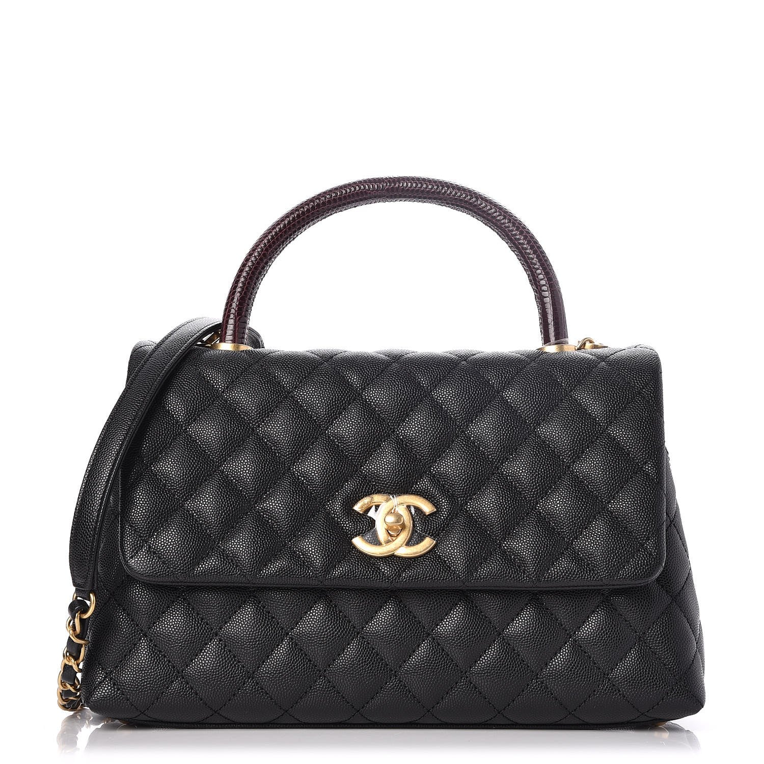 Chanel Caviar Lizard Quilted Small Coco Handle Flap Black 1 of 8
