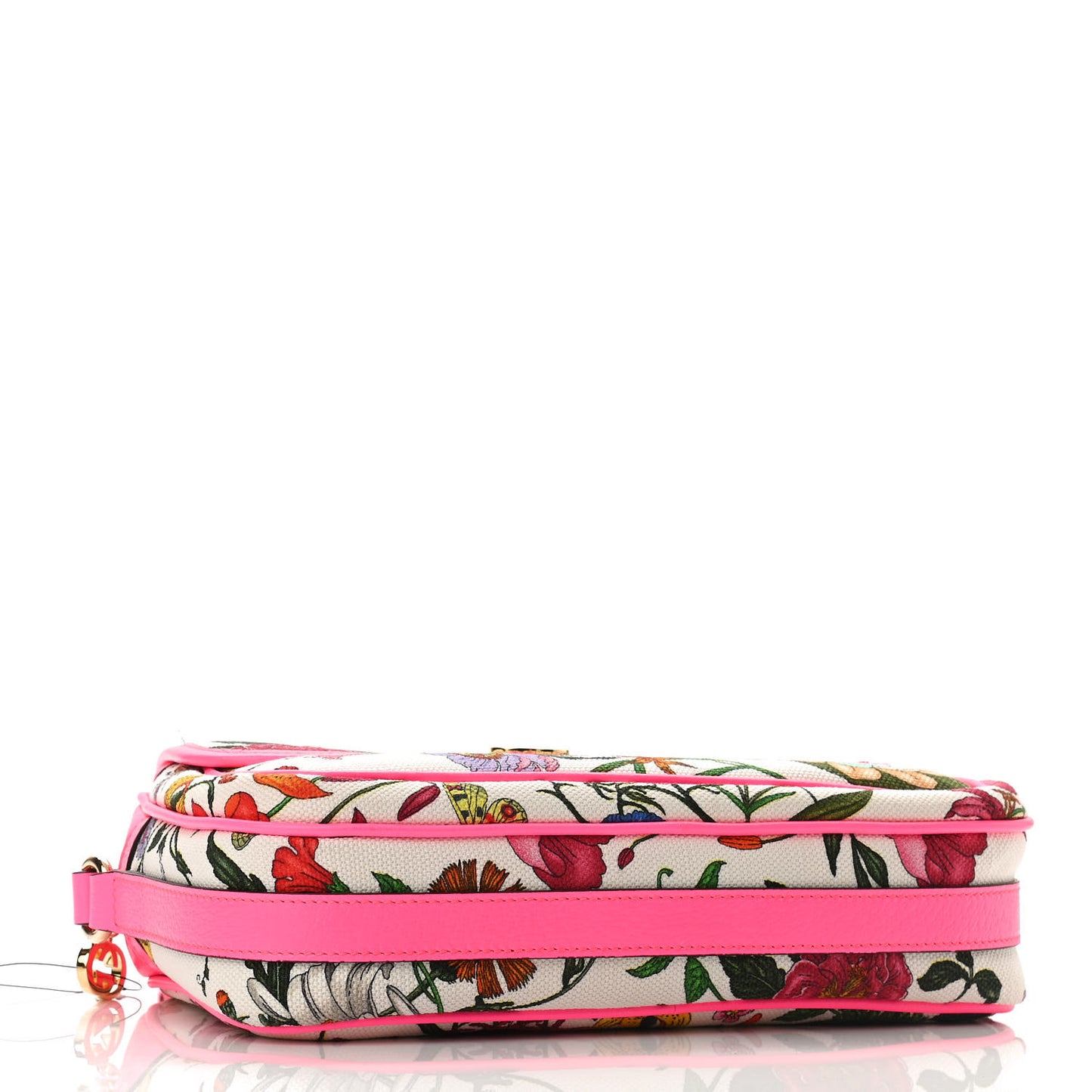Canvas Flora Floral Shoulder Bag White Fuchsia Fluo