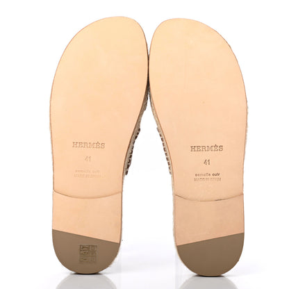 Hermes Calfskin Antigua Espadrille Sandals 41 Naturel Safari 5 of 8