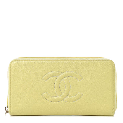Chanel Caviar Large Timeless CC Zip Around Wallet Yellow 1 of 8