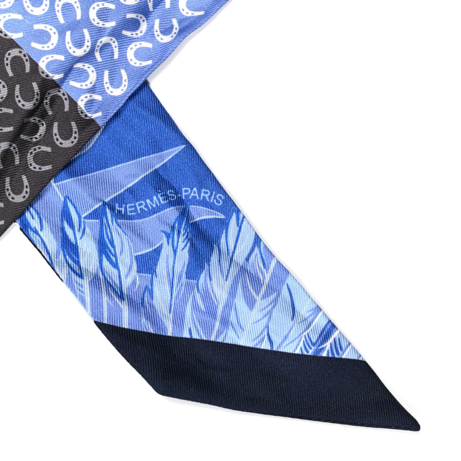 Hermes Silk Cheval Phoenix Twilly Marine Ciel Cobalt 2 of 4