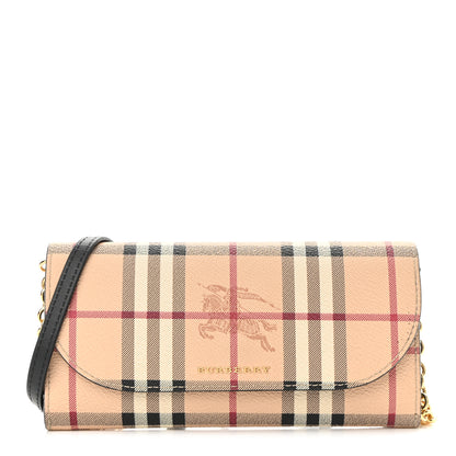 Burberry Haymarket Check Henley Wallet On Chain Black 1 of 10