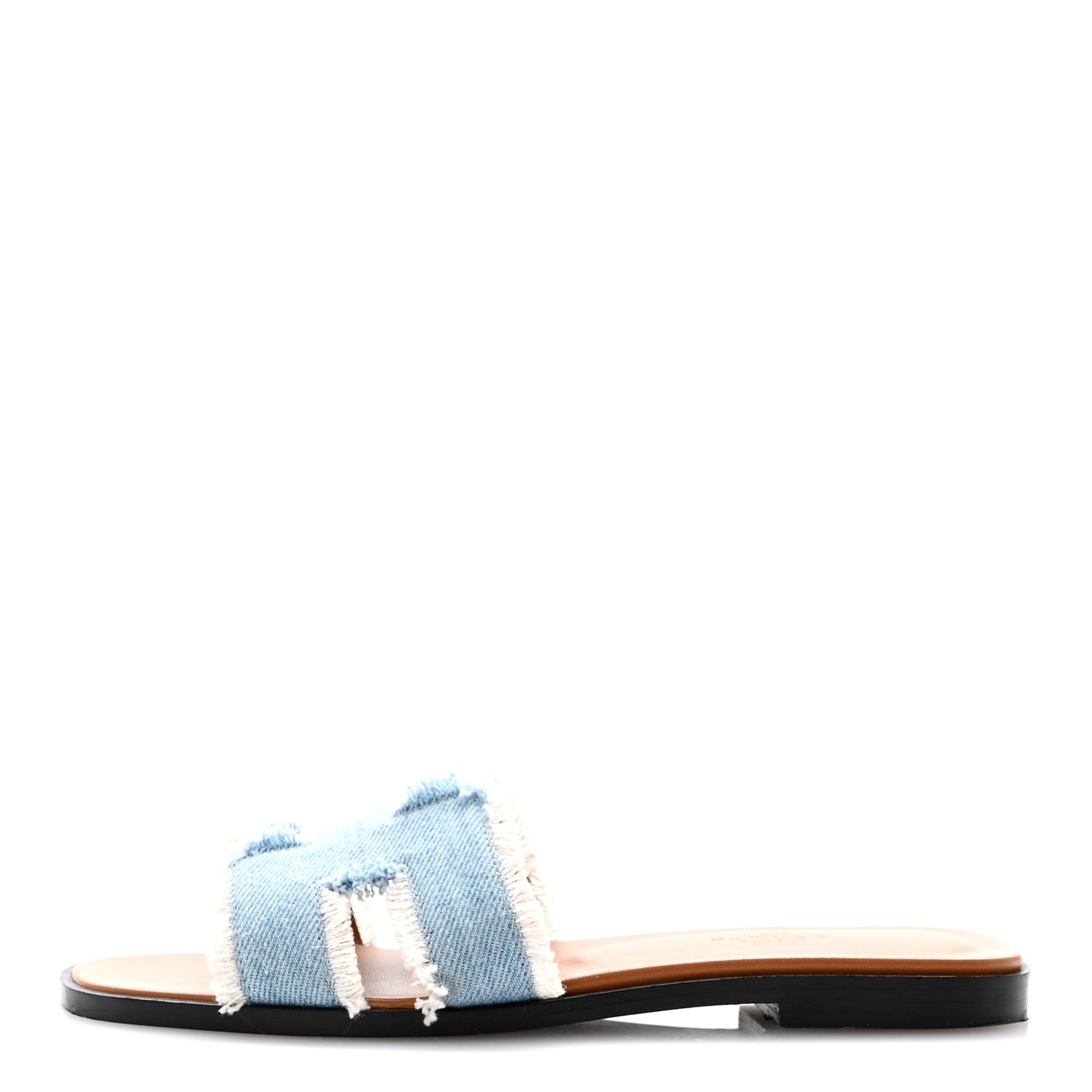 Denim Oran Fringe Sandals 36 Bleu Clair