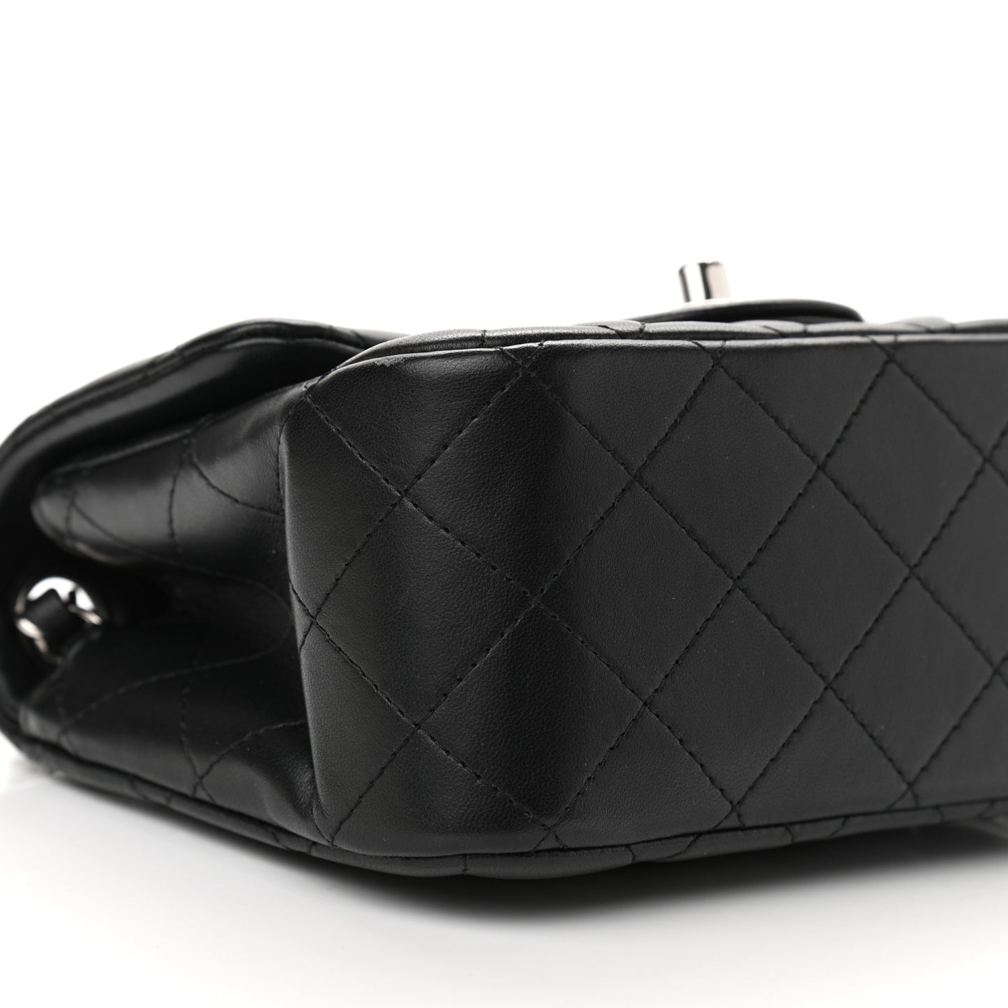 Lambskin Quilted Mini Square Flap Black
