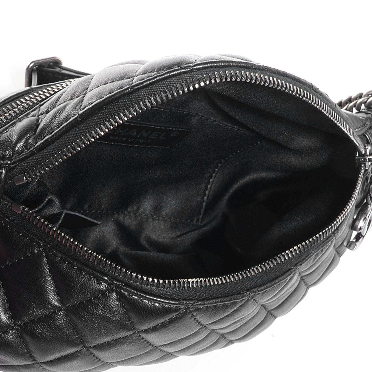 Chanel Lambskin Quilted Banane Waist Bag Fanny Pack Black 6 of 8