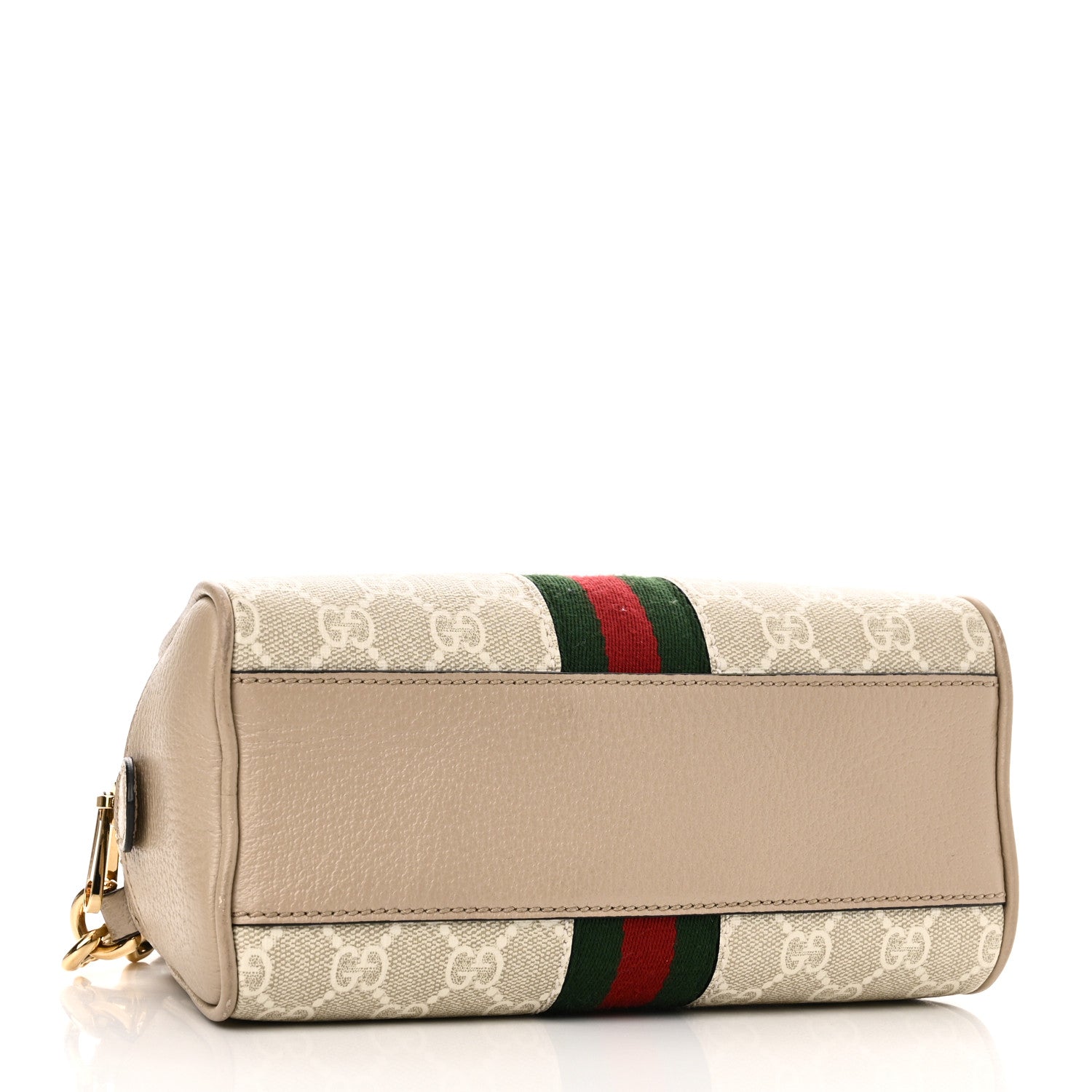 Gucci GG Supreme Monogram Textured Dollar Calfskin Web Mini Ophidia Top Handle Bowler Bag Beige Mystic White Oatmeal 4 of 14