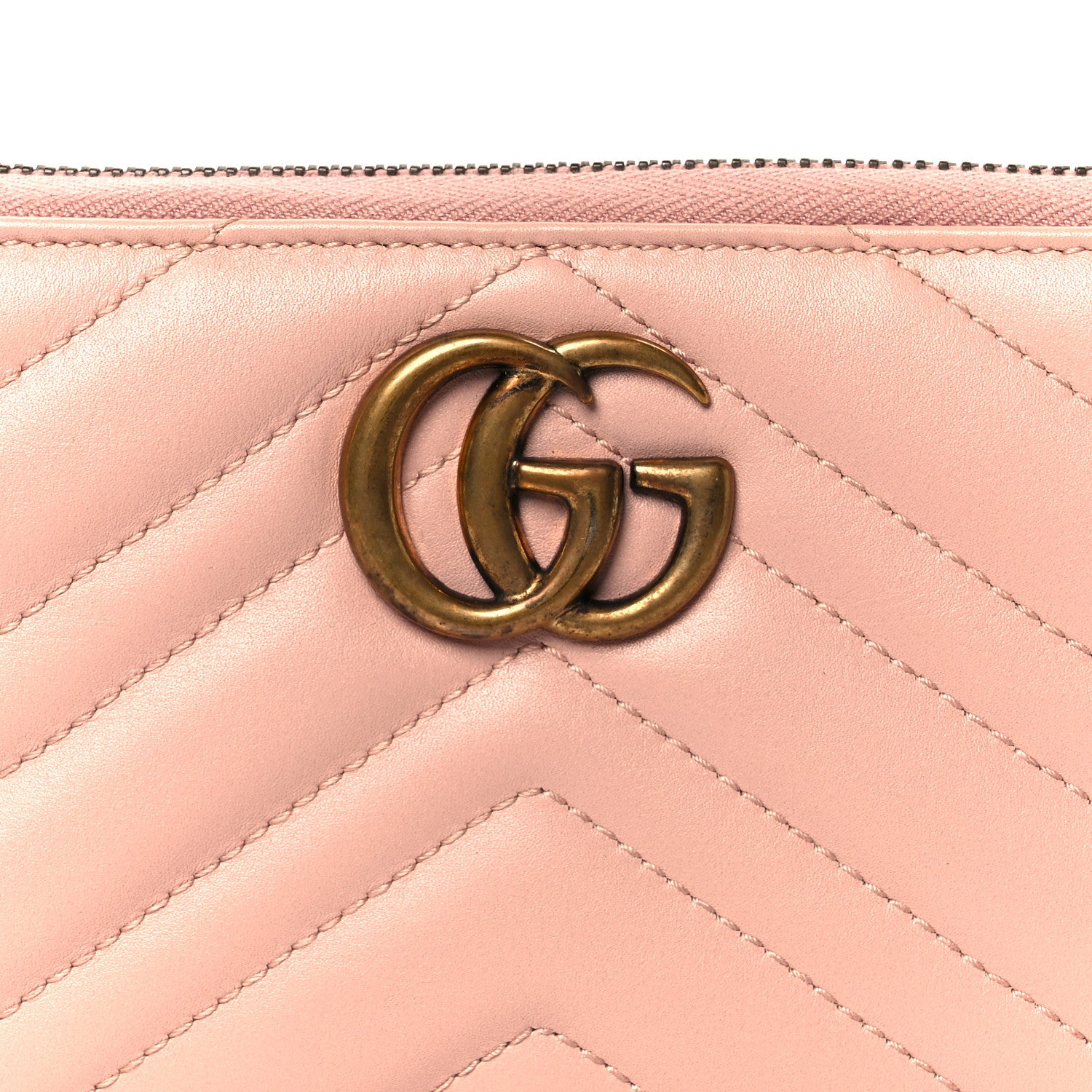 Gucci Calfskin Matelasse GG Marmont Zip Around Wallet Perfect Pink 8 of 9