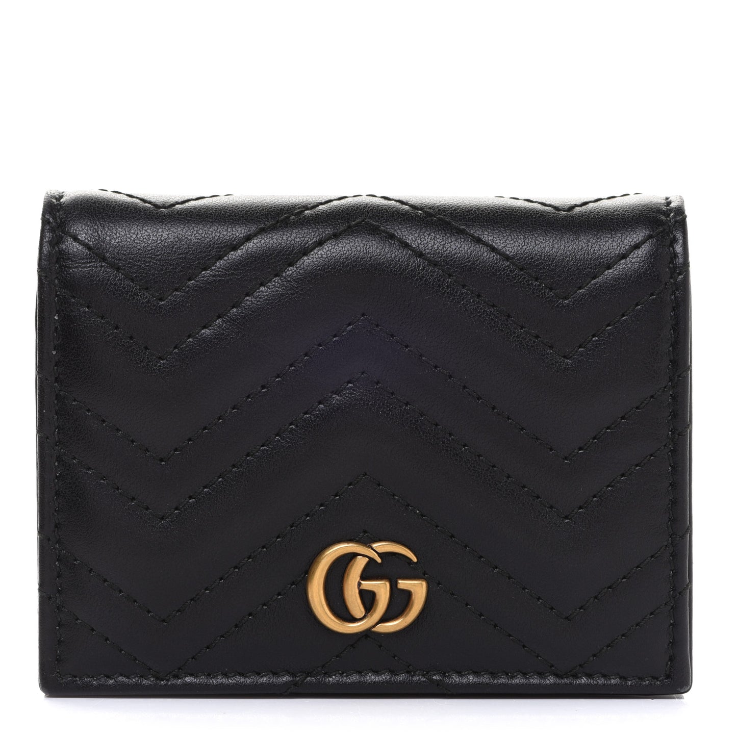 Calfskin Matelasse GG Marmont Card Case Wallet Black