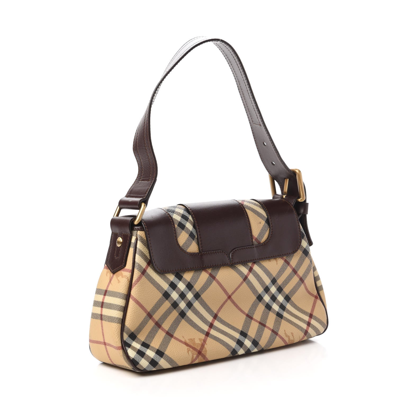 Burberry Haymarket Check Buckle Satchel Brown 3 of 10