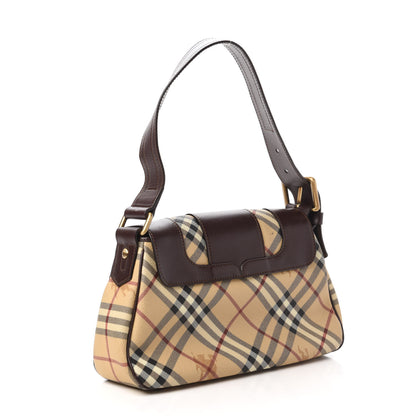 Burberry Haymarket Check Buckle Satchel Brown 3 of 10