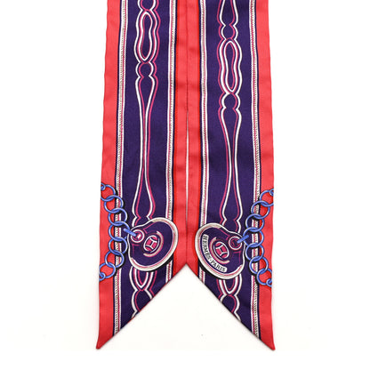 Hermes Silk Maillons Twilly Rouge Indigo Fuchsia 2 of 4