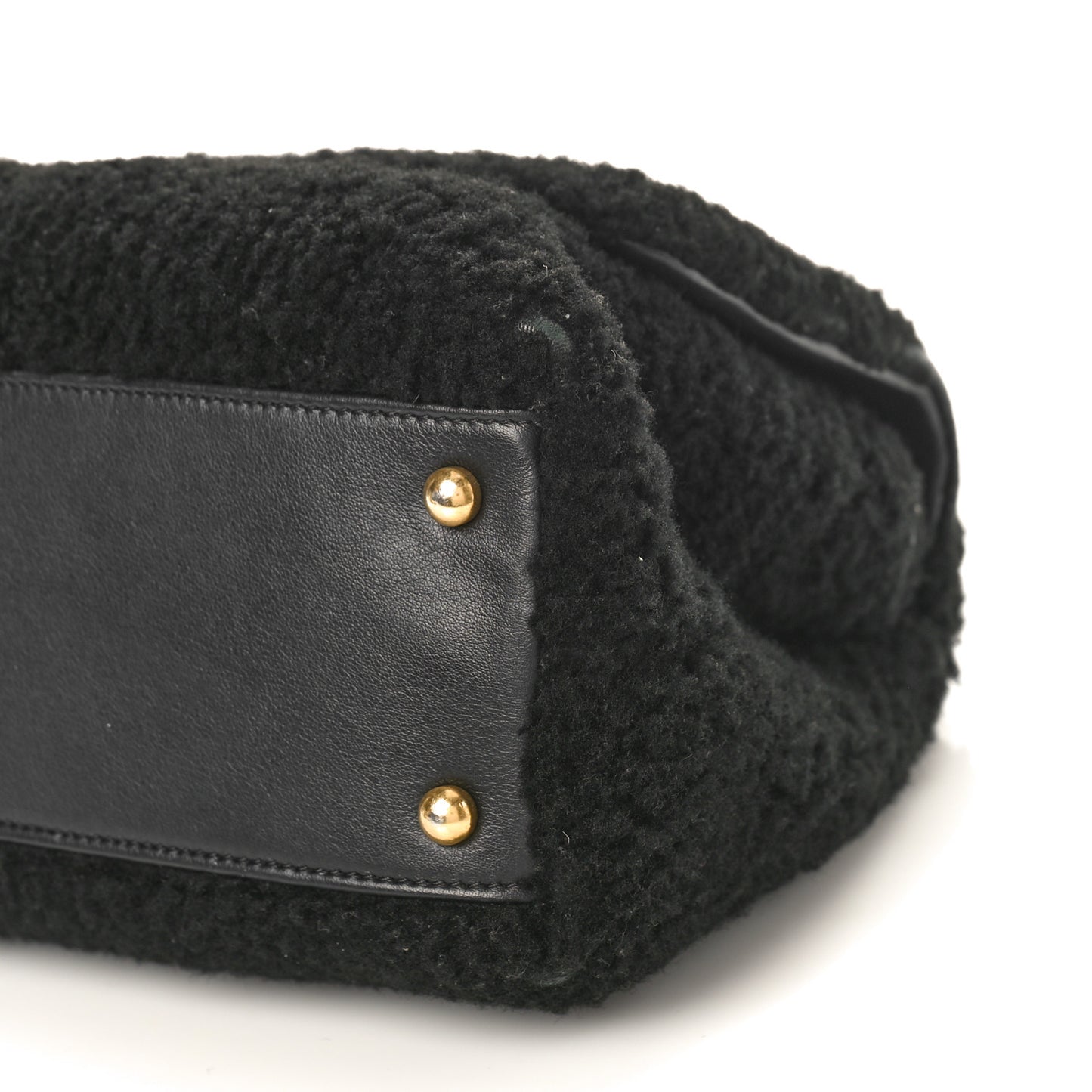 Shearling Lambskin Medium Coco Handle Flap Black