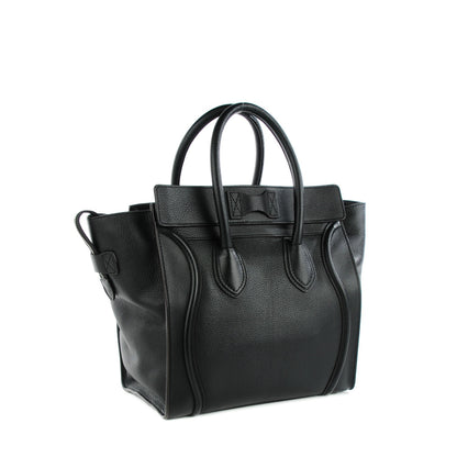 Celine Drummed Calfskin Mini Luggage Black 3 of 8