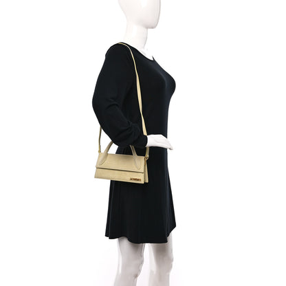 Jacquemus Calfskin Crocodile Embossed Le Chiquito Long Pale Yellow 2 of 14