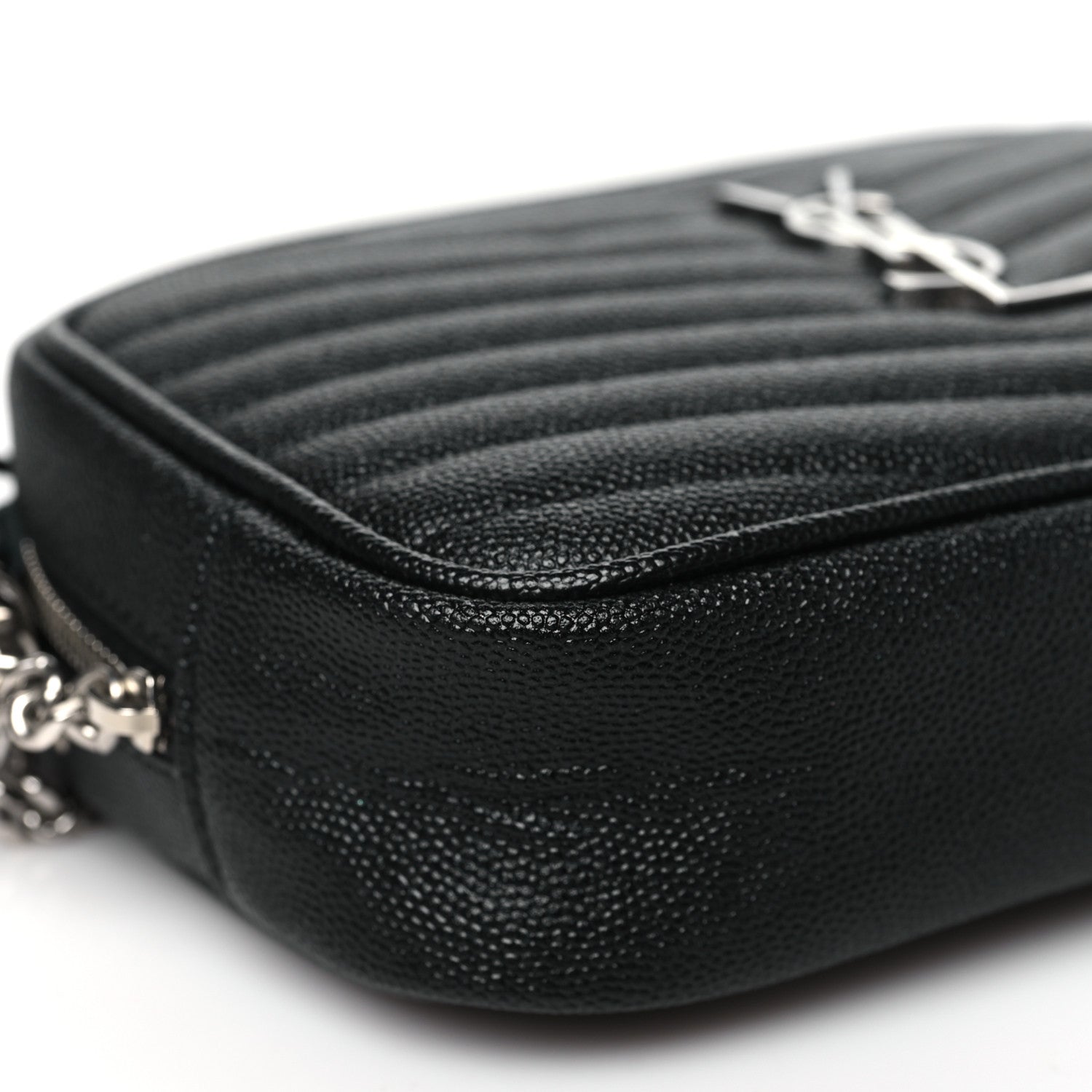 Saint Laurent Grain De Poudre Matelasse Monogram Mini Lou Camera Bag Black 9 of 10