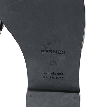 Hermes Goatskin Auteuil Sandals 37 Black 6 of 8