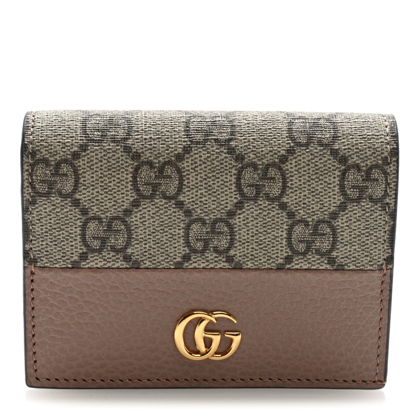 Dollar Calfskin GG Supreme Monogram GG Marmont Card Case Porcelain Rose Beige Ebony