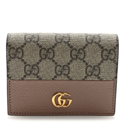 Gucci Dollar Calfskin GG Supreme Monogram GG Marmont Card Case Porcelain Rose Beige Ebony 1 of 7