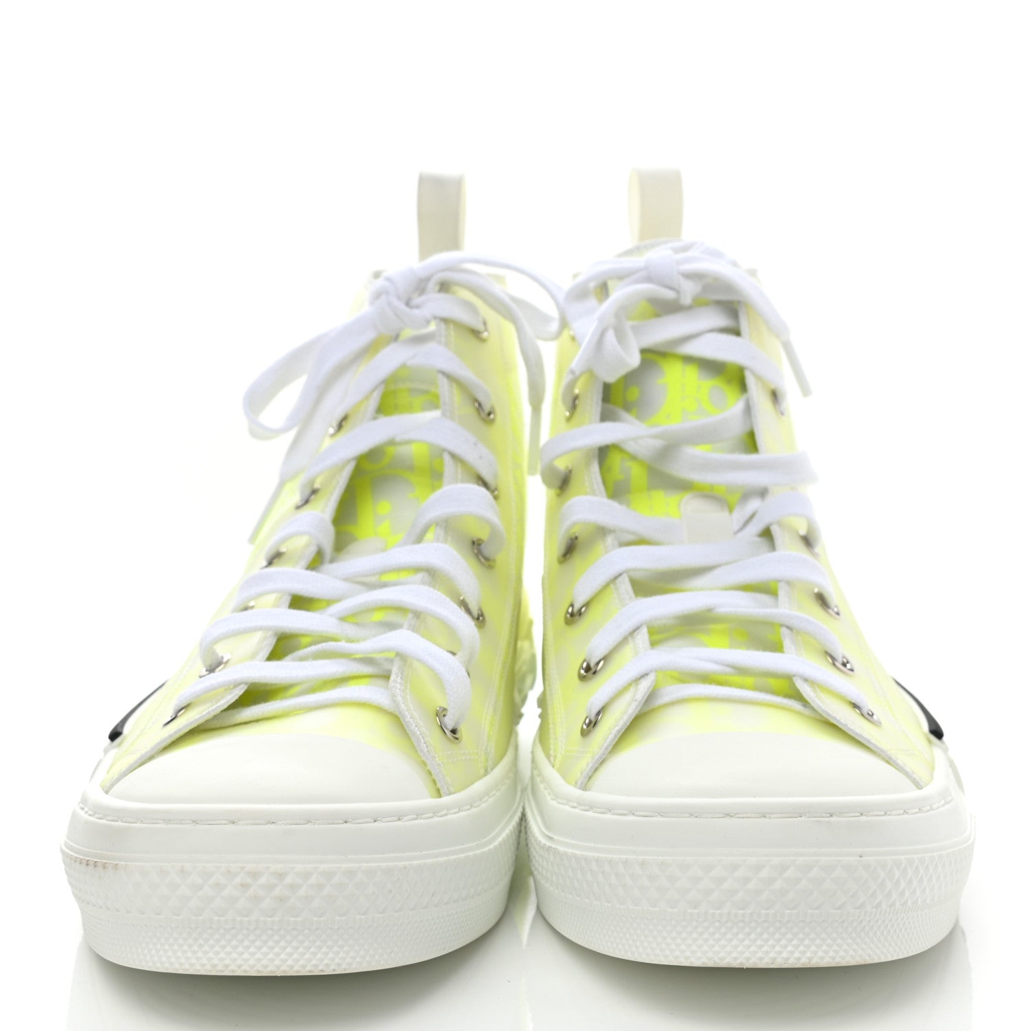 Christian Dior Technical Canvas Oblique Mens B23 High Top Sneakers 44 Yellow 2 of 13