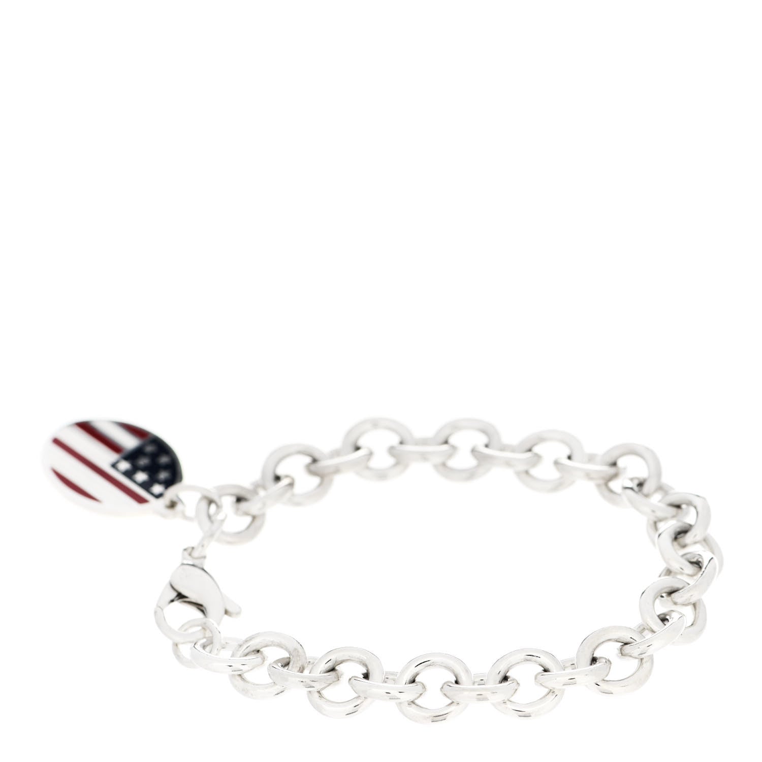 Tiffany Sterling Silver Enamel American Flag Charm Bracelet 2 of 3