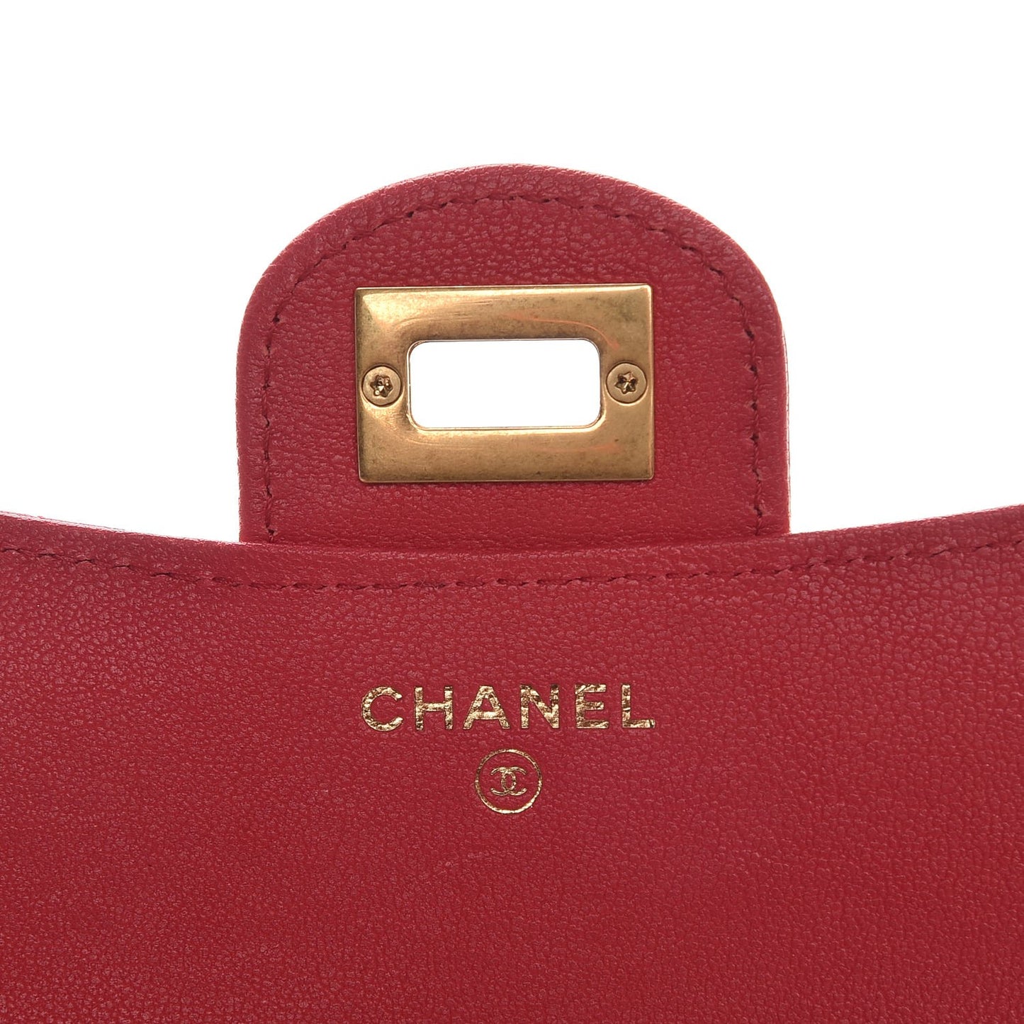 Sheepskin Chevron Quilted Reissue Compact Wallet Light Red