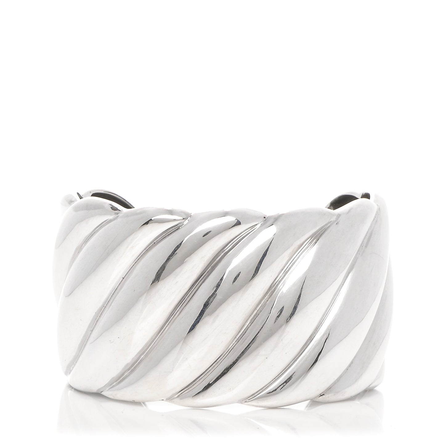 Sterling Silver Wide Sculpted Cable Cuff Bracelet