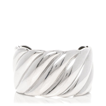 David Yurman Sterling Silver Wide Sculpted Cable Cuff Bracelet 1 of 4