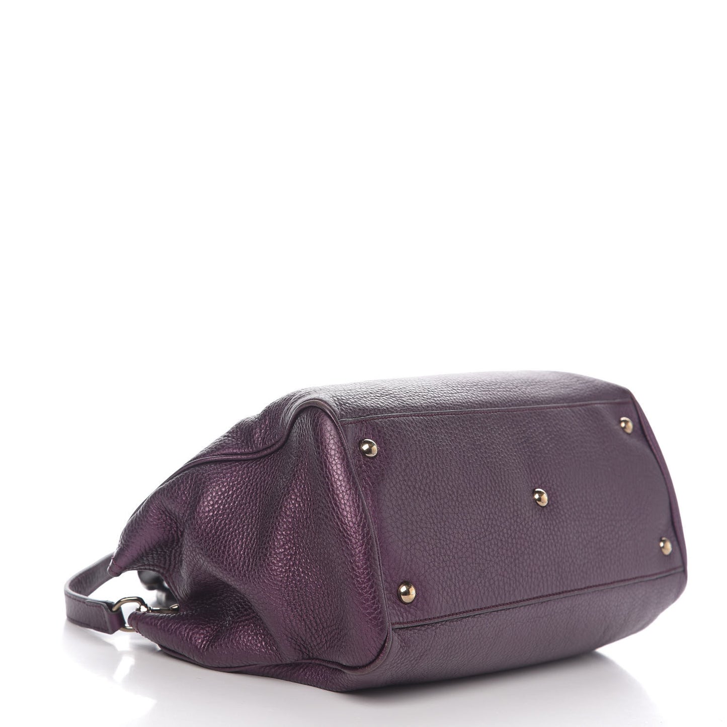 Pebbled Calfskin Medium Bamboo Shopper Tote Purple