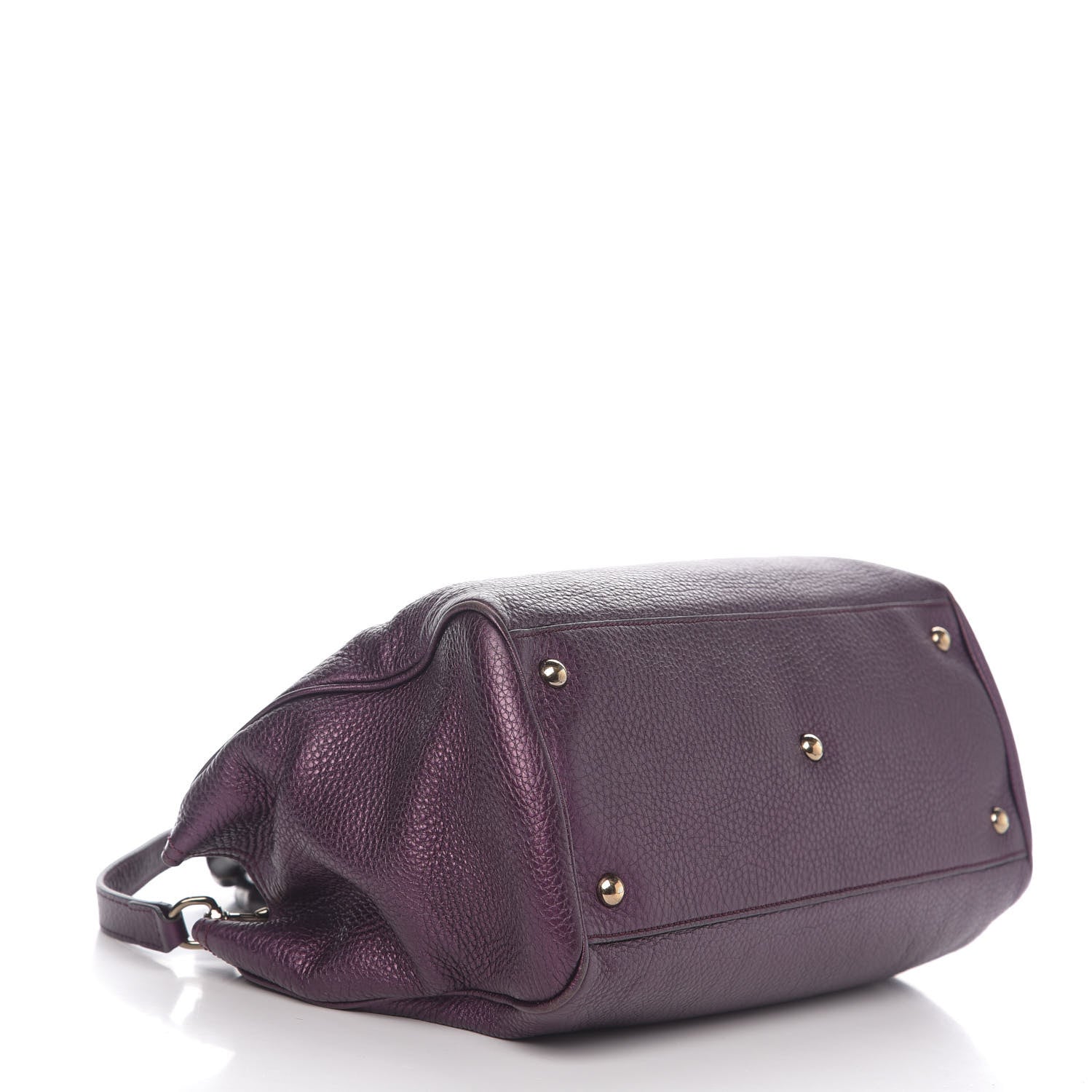 Gucci Pebbled Calfskin Medium Bamboo Shopper Tote Purple 3 of 13