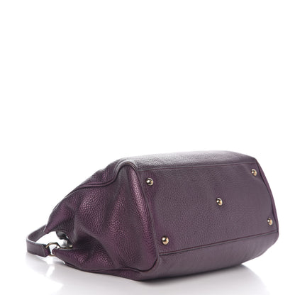 Gucci Pebbled Calfskin Medium Bamboo Shopper Tote Purple 3 of 13