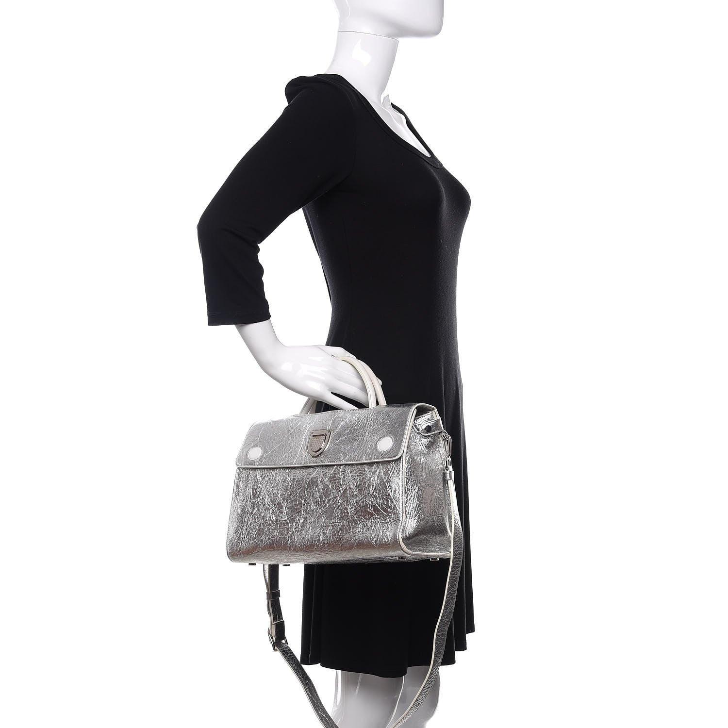 Christian Dior Metallic Calfskin Medium Diorever Flap Silver 3 of 9