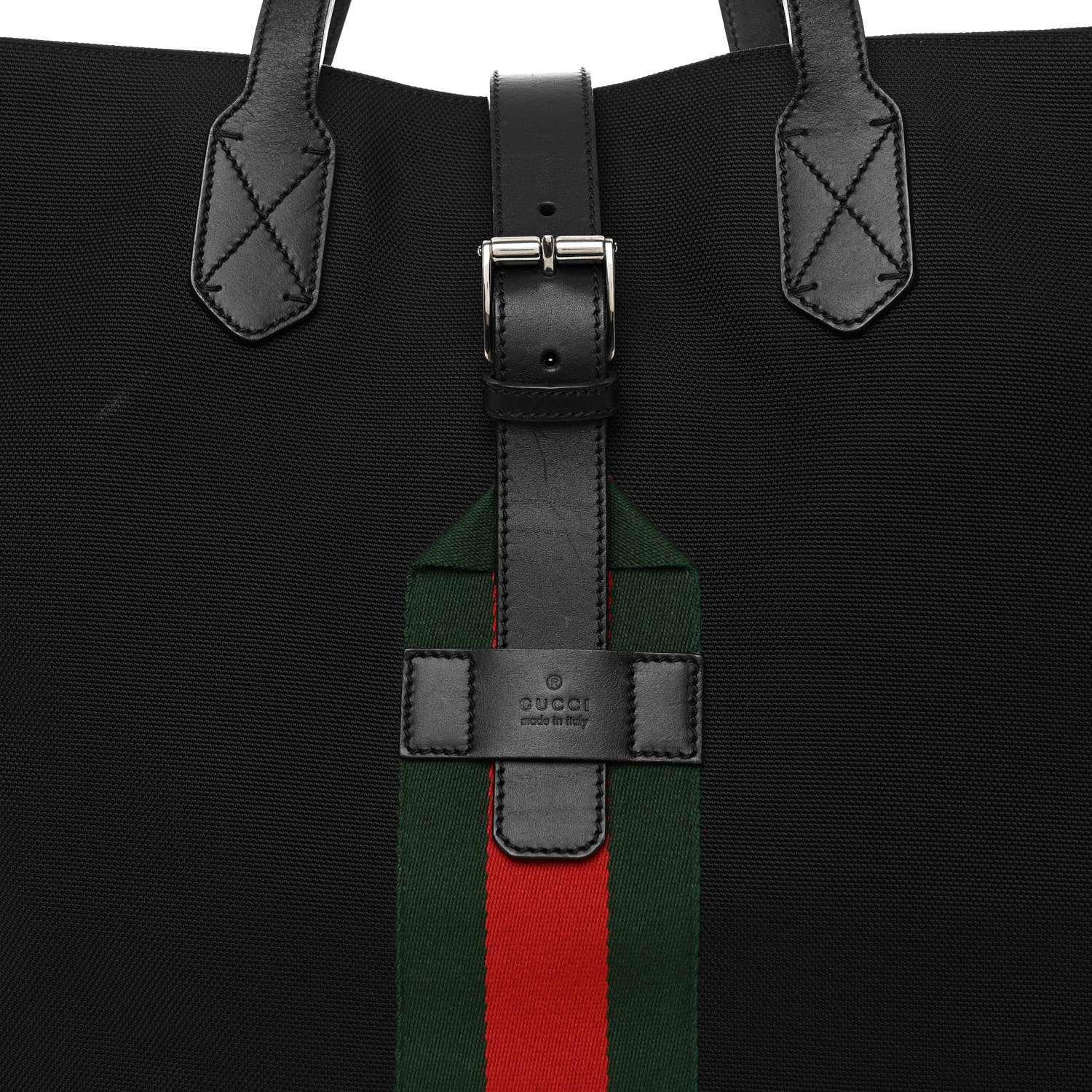 Gucci Techno Canvas Web Single Buckle Tote Black 8 of 17