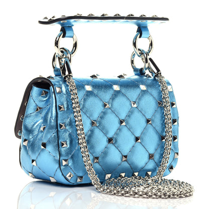 Valentino Garavani Metallic Nappa Micro Rockstud Spike Shoulder Bag Cerulean 3 of 8