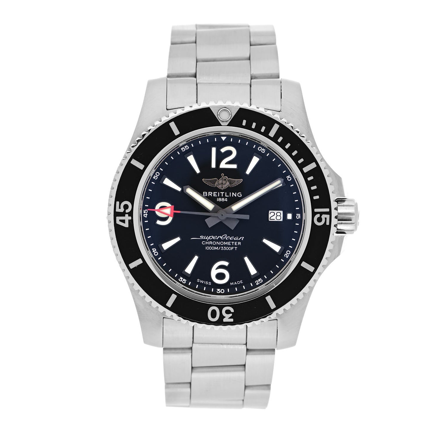 Stainless Steel 44mm Super Ocean Chronometer Automatic Watch Black A17367