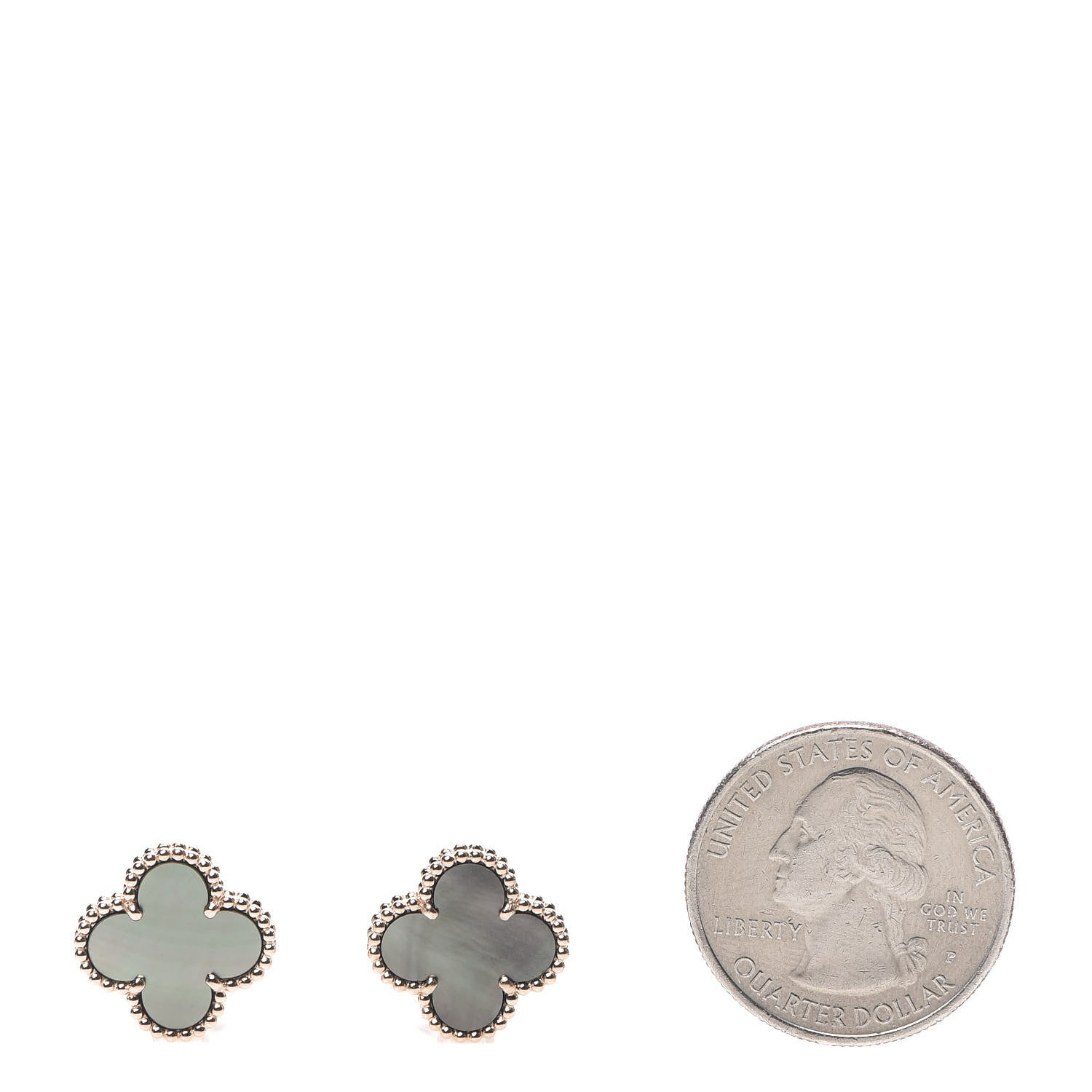 Van Cleef & Arpels 18K Rose Gold Grey Mother of Pearl Vintage Alhambra Earrings 2 of 5