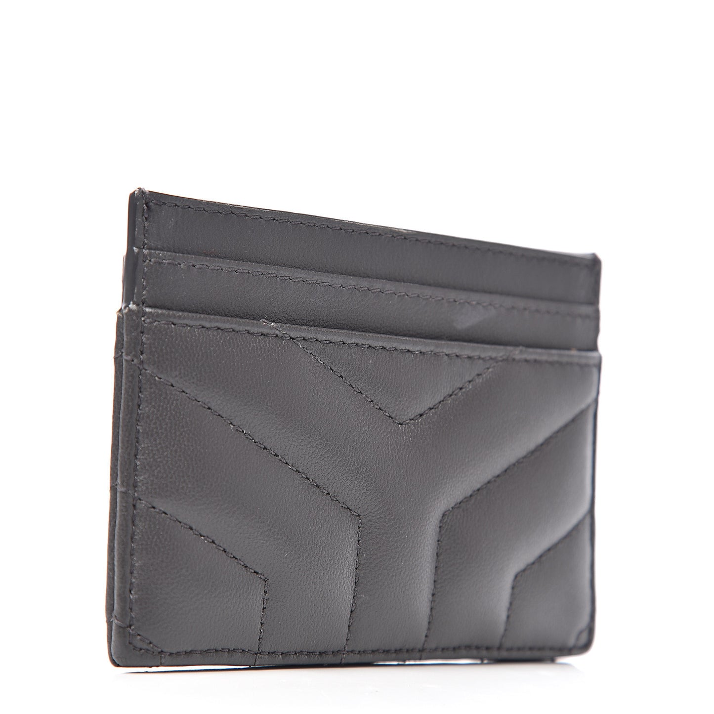 Calfskin Y Quilted Monogram LouLou Credit Card Case Asphalt