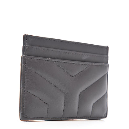 Saint Laurent Calfskin Y Quilted Monogram LouLou Credit Card Case Asphalt 2 of 7