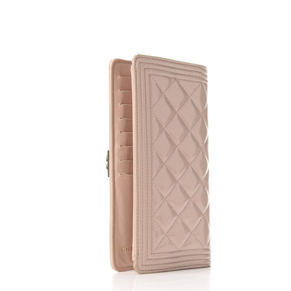 Chanel Iridescent Calfskin Quilted Boy Yen Wallet Light Pink 2 of 9