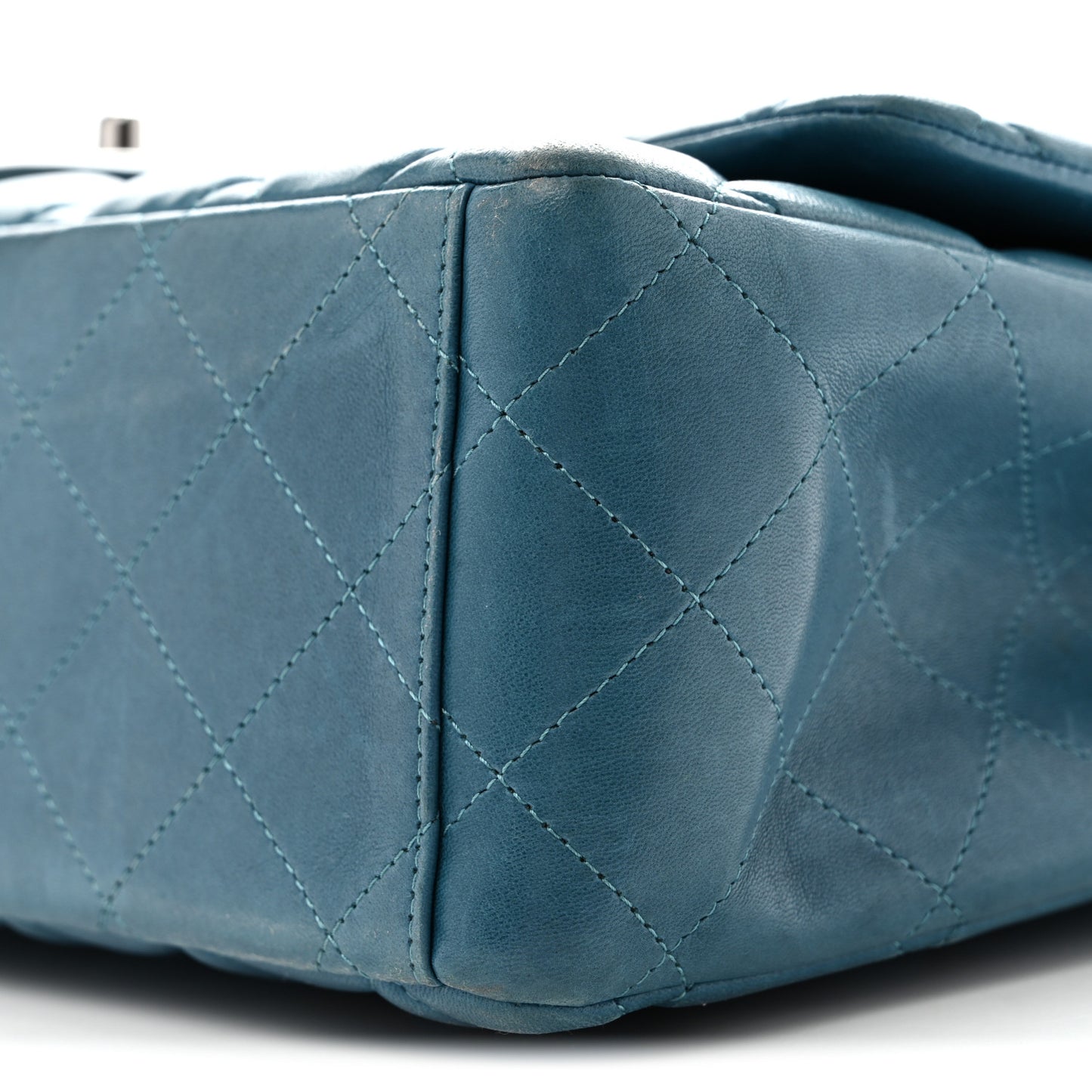 Lambskin Quilted Maxi Double Flap Turquoise
