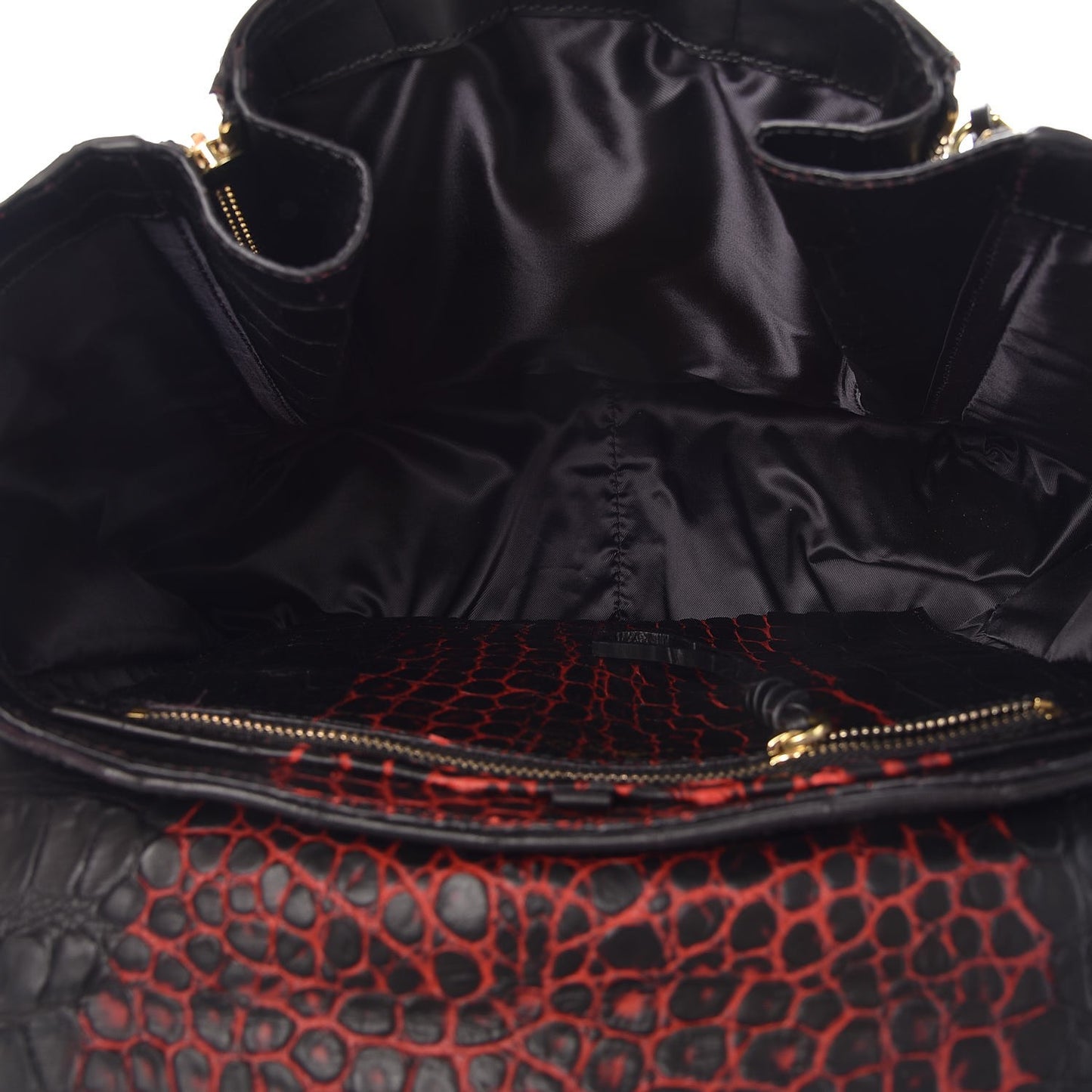 3.1 Calf Hair Calfskin Crocodile Embossed Medium Pashli Satchel Antique Red Black
