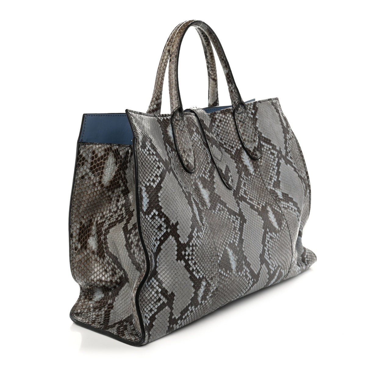 Snakeskin Medium Jackie Top Handle Bag Aquamarine