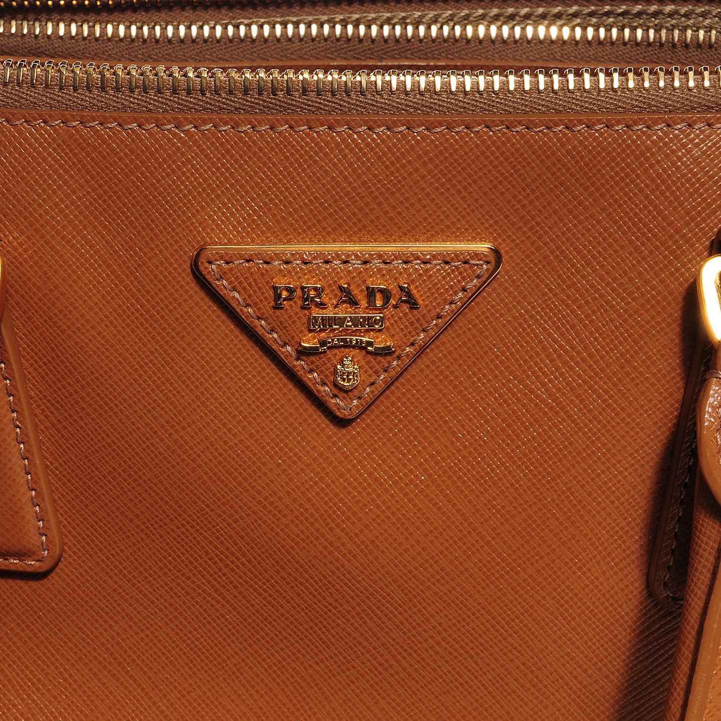 Saffiano Lux Large Double Zip Tote Caramel