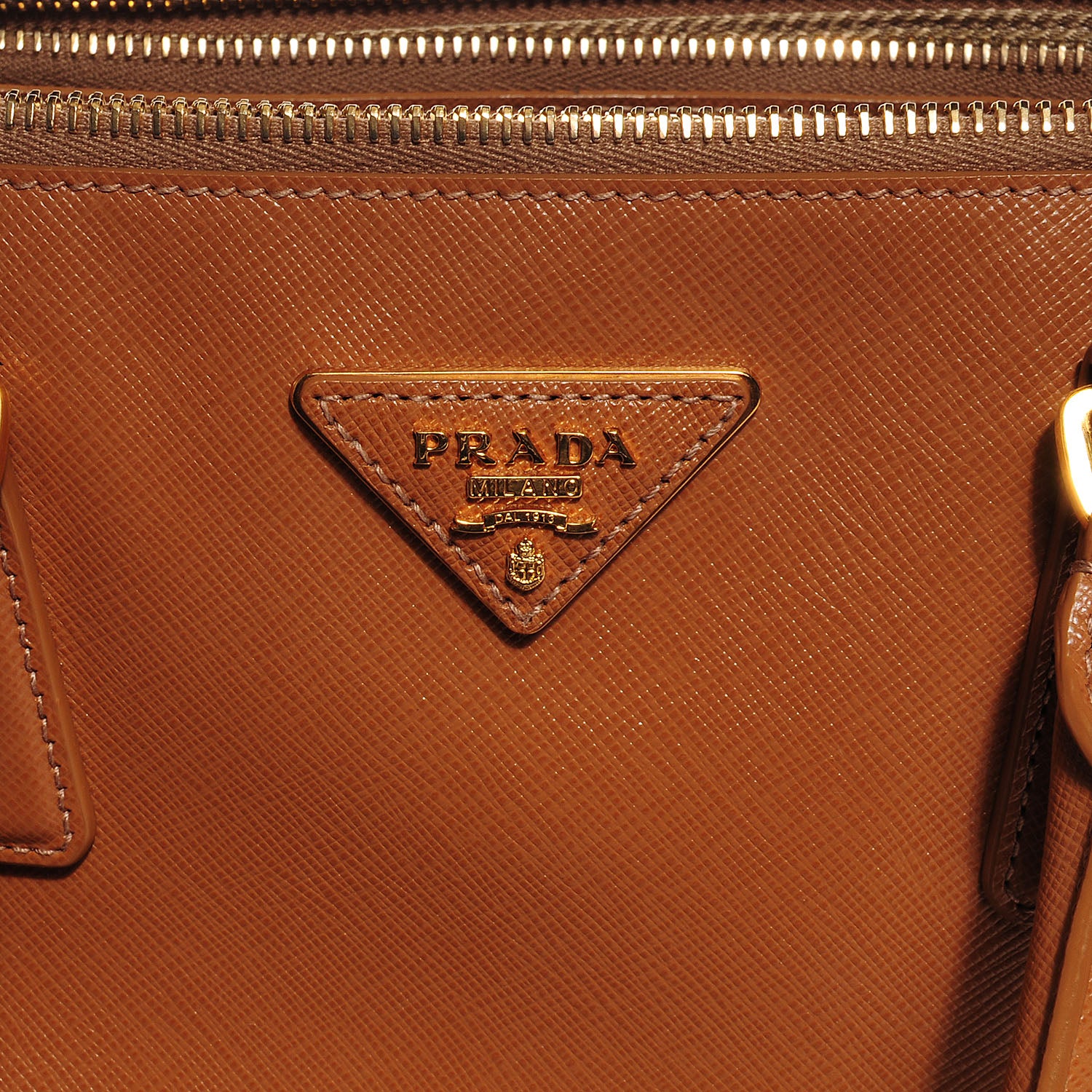 Prada Saffiano Lux Large Double Zip Tote Caramel 10 of 11